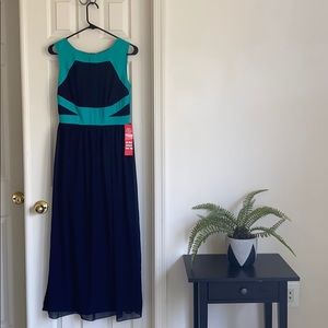 NWT Aqua and navy Maxi dress